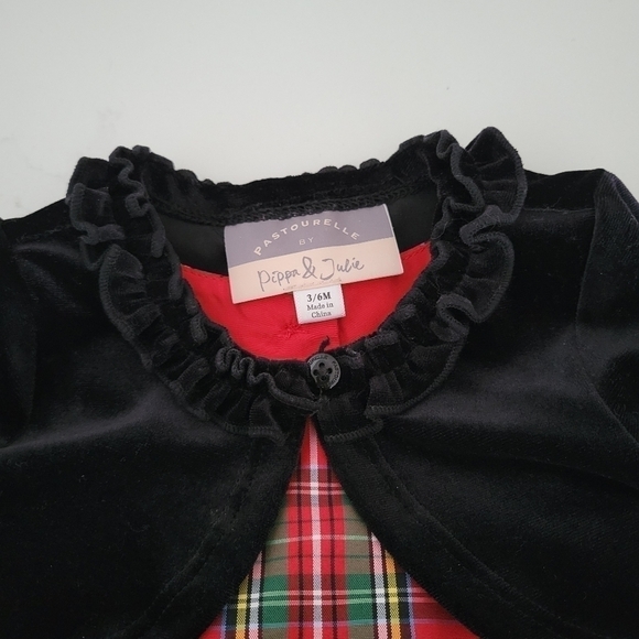 Pippa & Julie Infant Baby Christmas Party Holiday Red Plaid Dress Cardigan 3-6 M - Picture 3 of 8